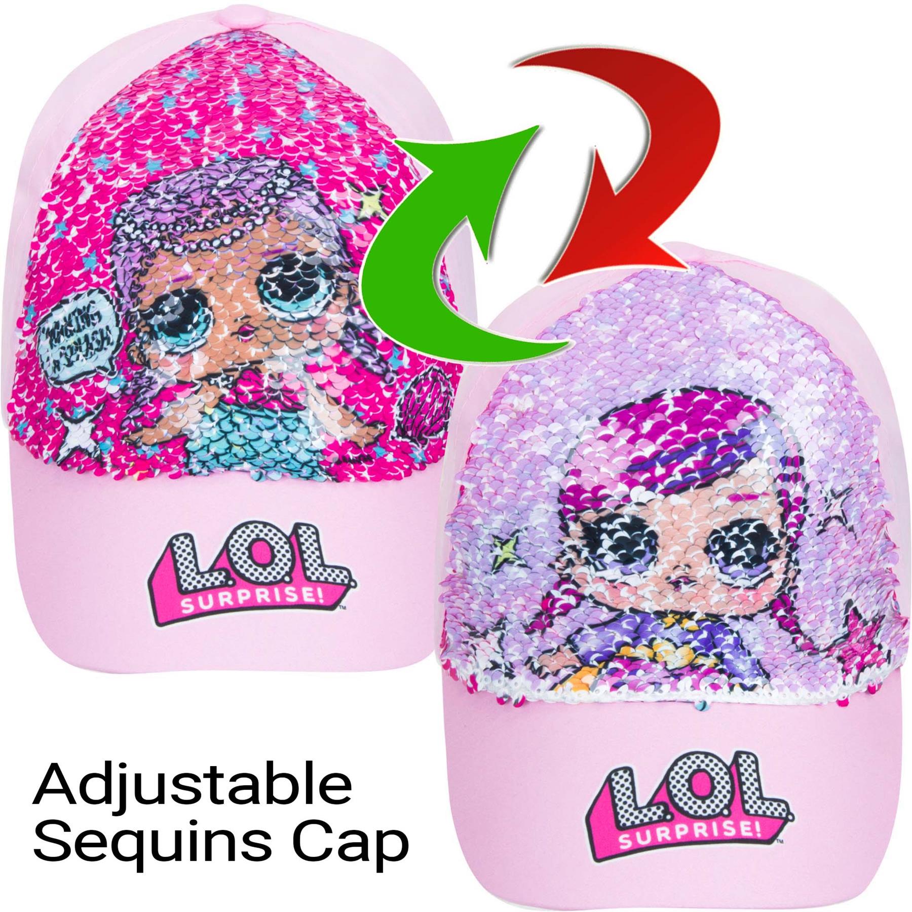 Girls LOL Surprise Baseball Reversible Pink Sequin Cap Hat Sun Summer