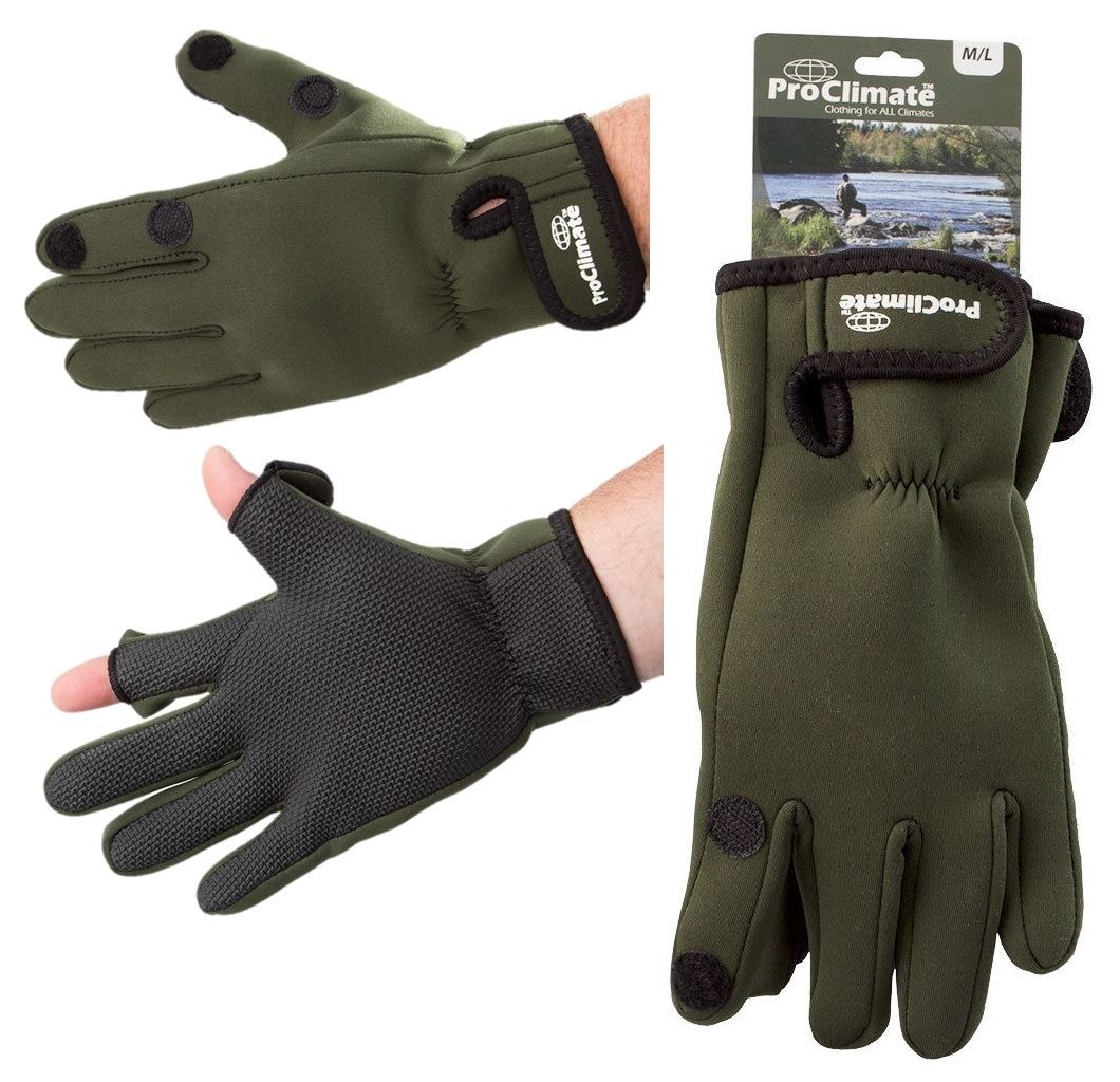 Neoprene gloves fishing hunting shooting camo green