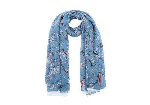 Bunte japanische Kirschblüte Vogel & Blumendruck Schal Schals Halstuch - Bild 2 von 12