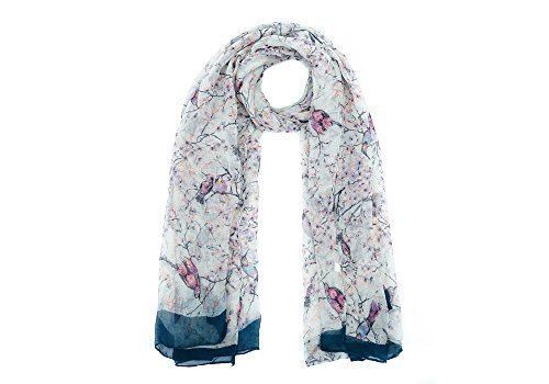 Bunte japanische Kirschblüte Vogel & Blumendruck Schal Schals Halstuch - Bild 3 von 12