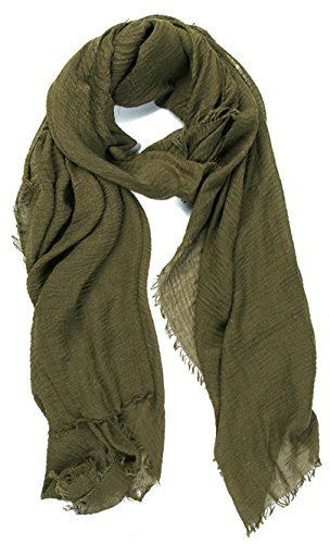 Cotton Blend Chic Ladies Crinkle Distressed Scarves Wrap Scarf /Fringed Edges - Picture 19 of 28