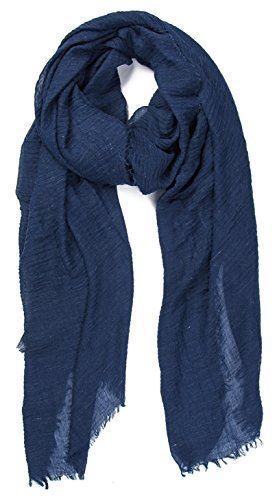Cotton Blend Chic Ladies Crinkle Distressed Scarves Wrap Scarf /Fringed Edges - Picture 17 of 28