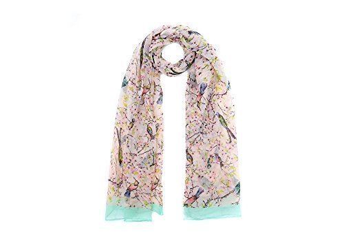 Bunte japanische Kirschblüte Vogel & Blumendruck Schal Schals Halstuch - Bild 11 von 12