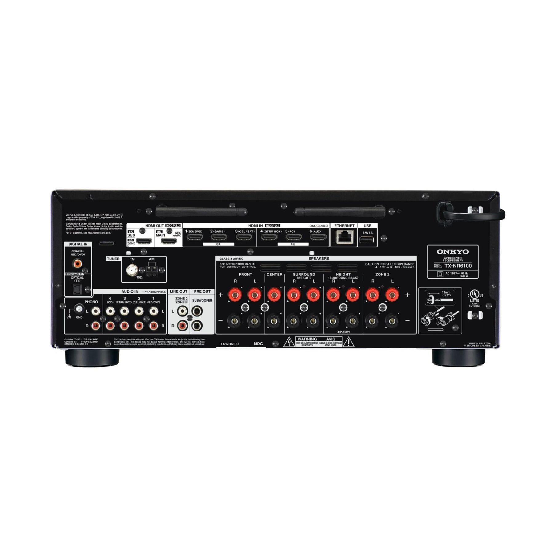 Onkyo TX-NR6100 - 7.2 - Ch Smart 8K AV Receiver w/ Wi-Fi, BT and