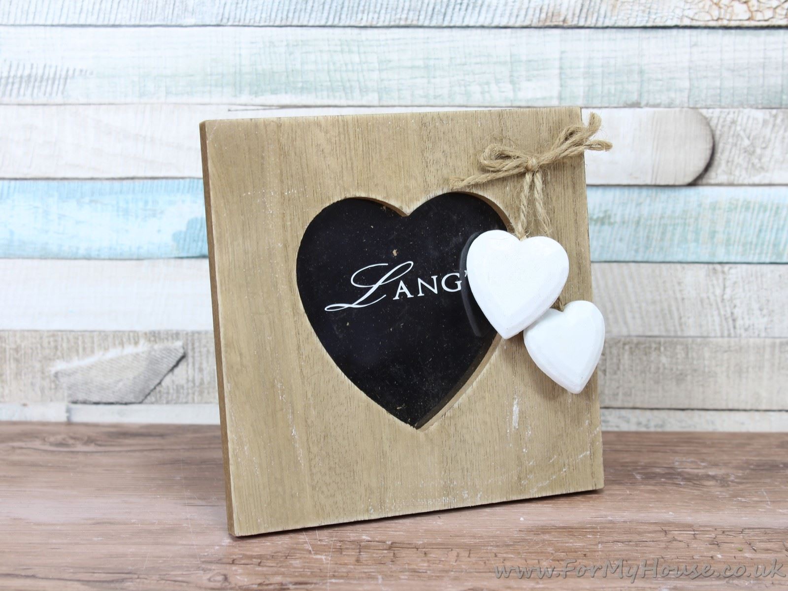 3X3/" Wooden Square White Hanging Hearts Photo Frame
