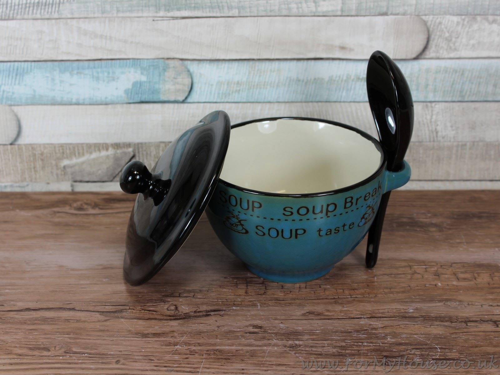 Soup bowl with lid and spoon soup break eBay