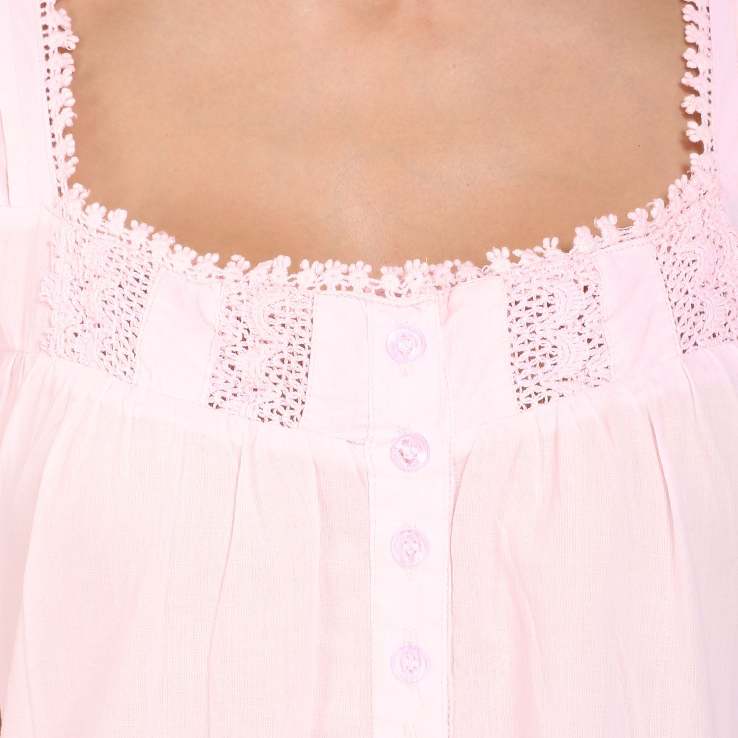 Womens Sleeveless Victorian Style Nightgown Long Sleepwear Cotton