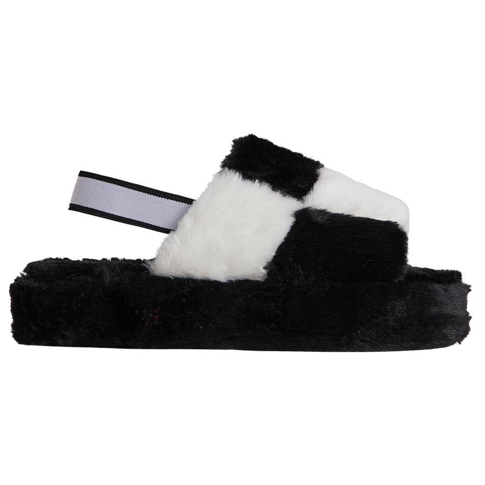 Womens Fluffy Slingback Slippers Open 