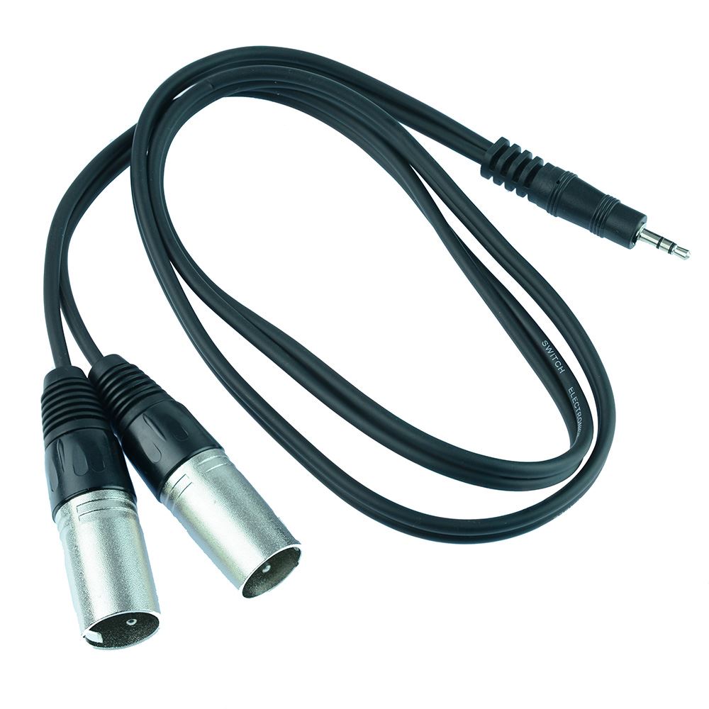 3m 3.5mm Stereo Jack Plug to 2 x XLR Female Socket Audio Lead