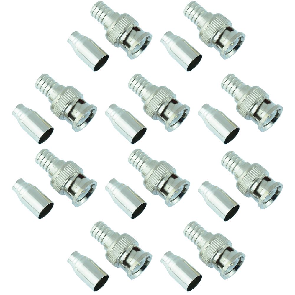 2 x BNC Male Crimp Plug Coaxial Cable Adapter Connector RG59//U