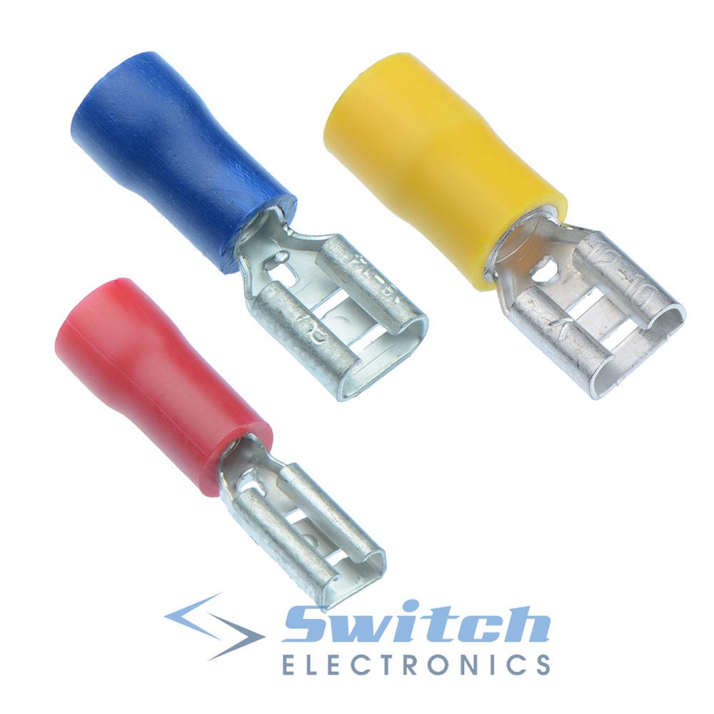 6.3 mm Male Female Spade Crimp Terminal Cable Connector with Insulating Sleeve Horn Clip Set of 6.3 mm Male Female Spade Crimp Terminal Cable Connector with Insulating Sleeve Horn Clip Set of