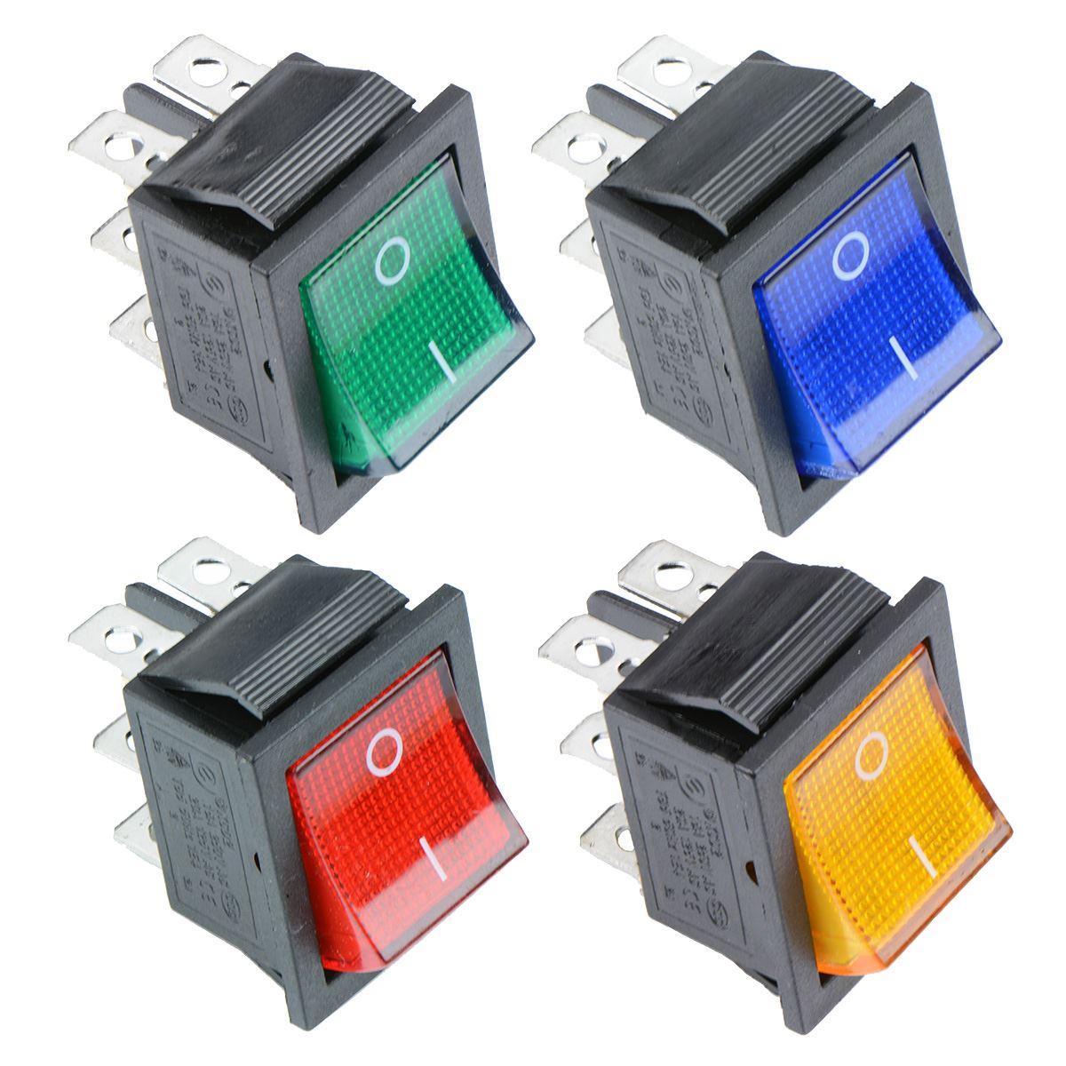 Red Blue Green Yellow illuminated OnOff Rectangle Rocker Switch 220V