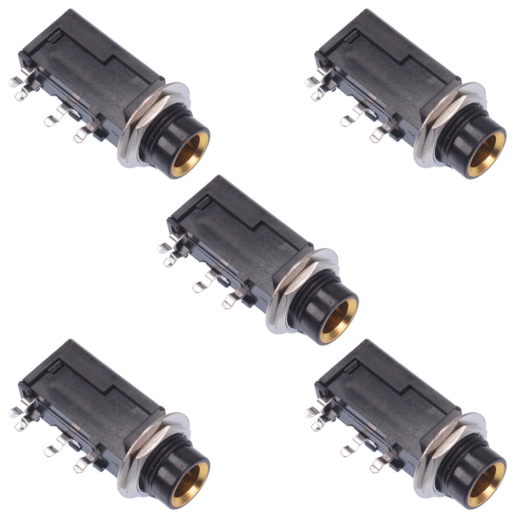 6.35mm (1/4") Stereo Switched Slim PCB Jack Socket - Solder Terminals For DIY Audio Projects