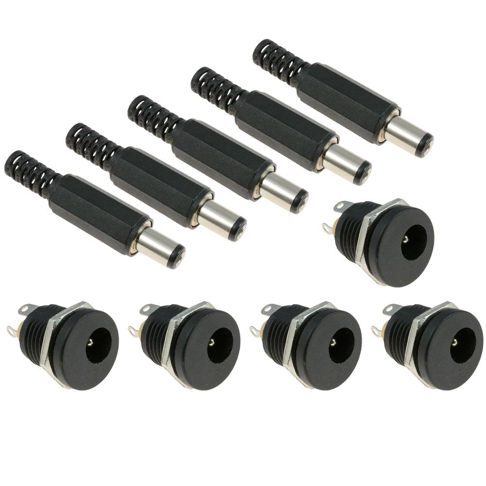 5x 2.5mm X 5.5mm DC Power Connectors - Male Plug & Female Socket Panel Mount Set 3 thumbnail image
