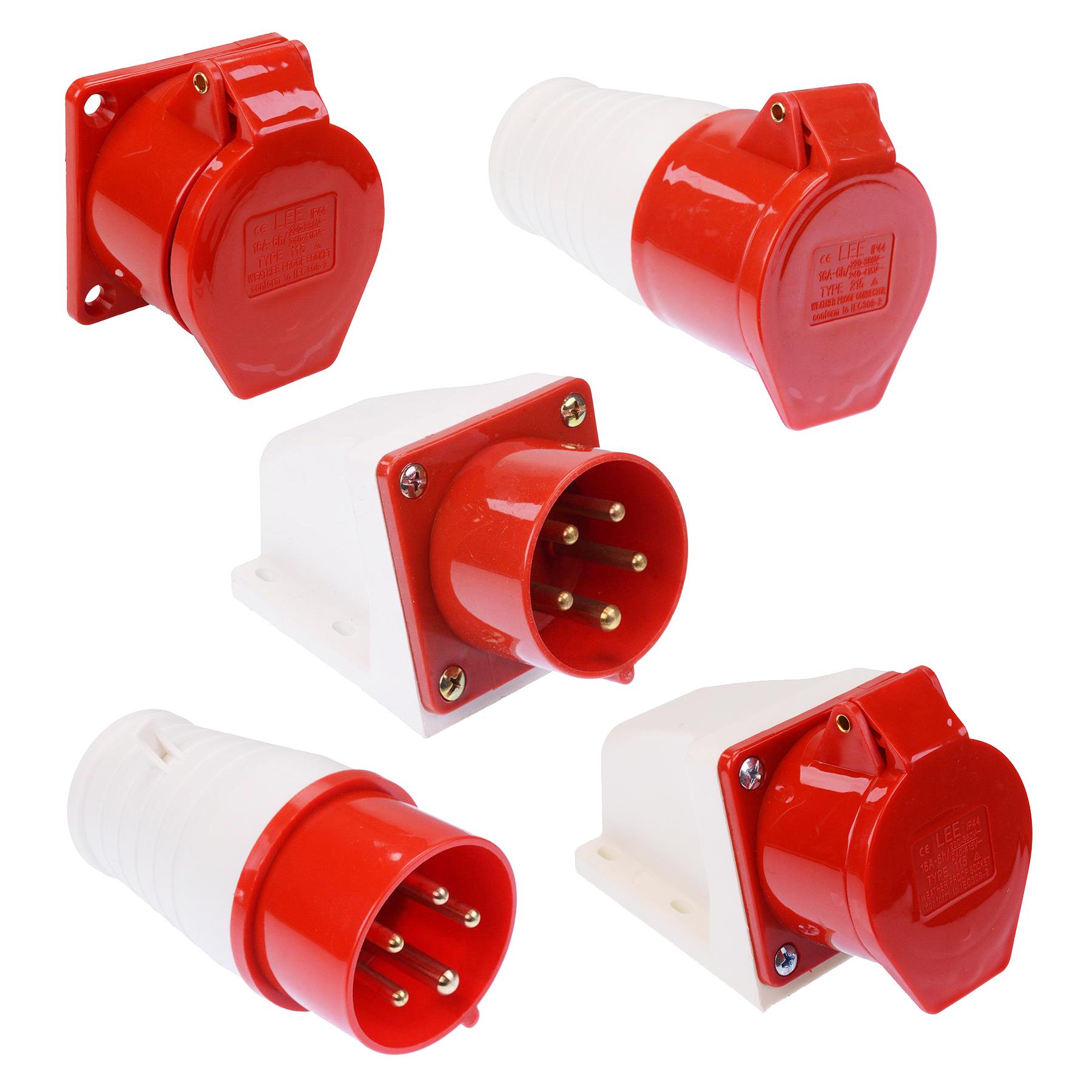 連絡用 Red 5 Pin 16A / 32A 415V Industrial Connector Plug Socket Male