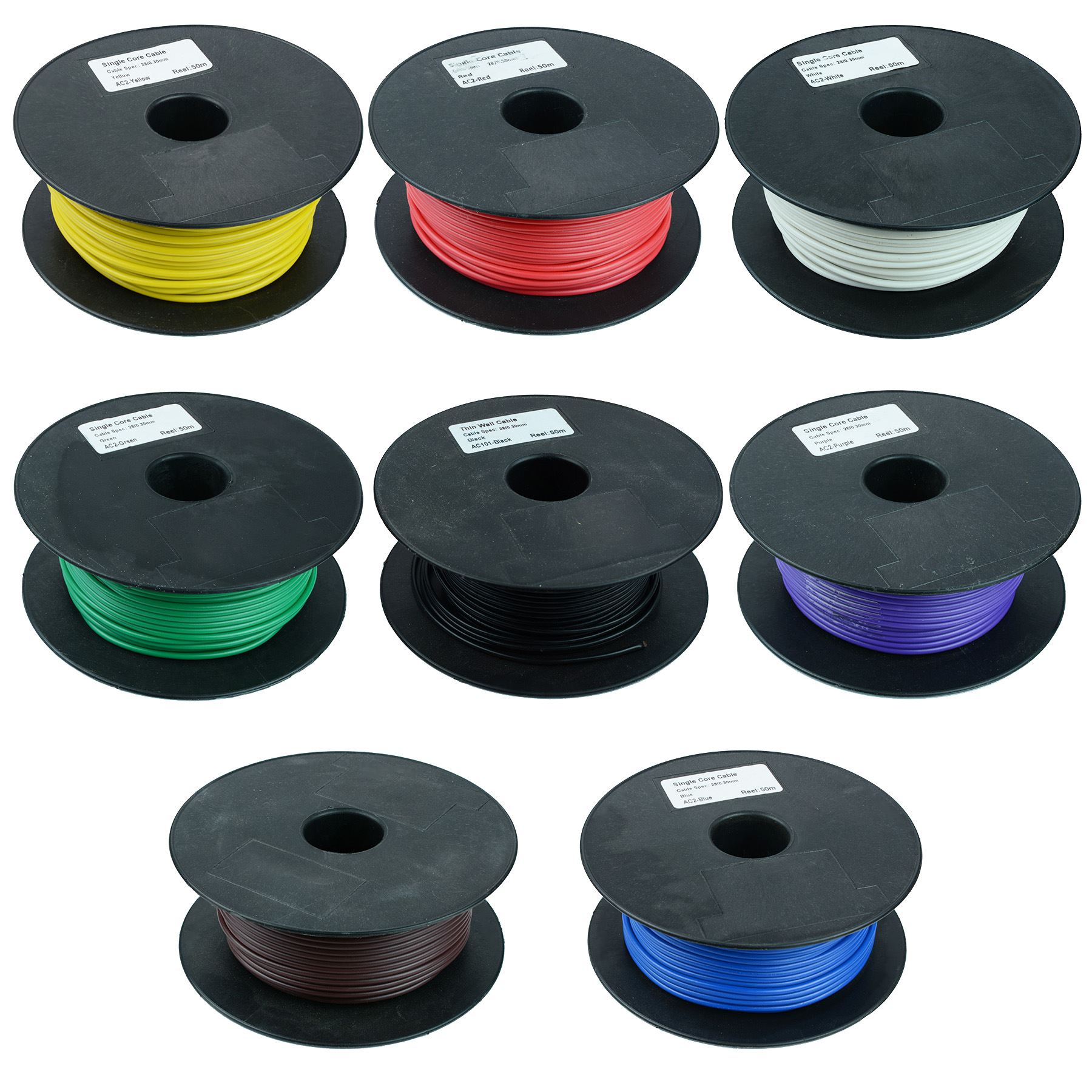 2mm Thin Wall Single Core Automotive Cable Wire 28/0.3mm 50M Reel 25A