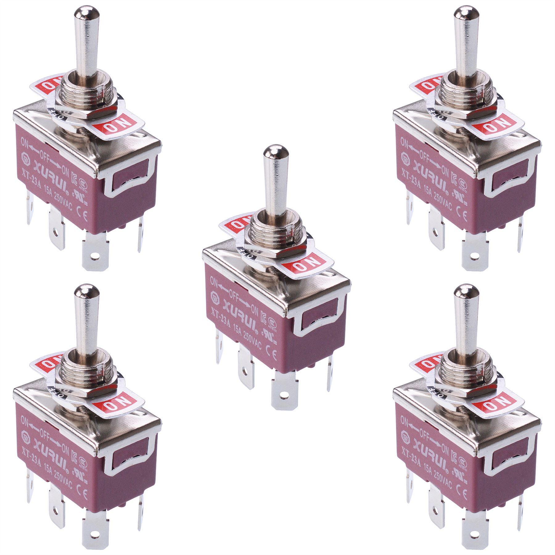 Standard 12mm Toggle Flick Switch 15A 250VAC - SPST SPDT DPST DPDT - Picture 26 of 50
