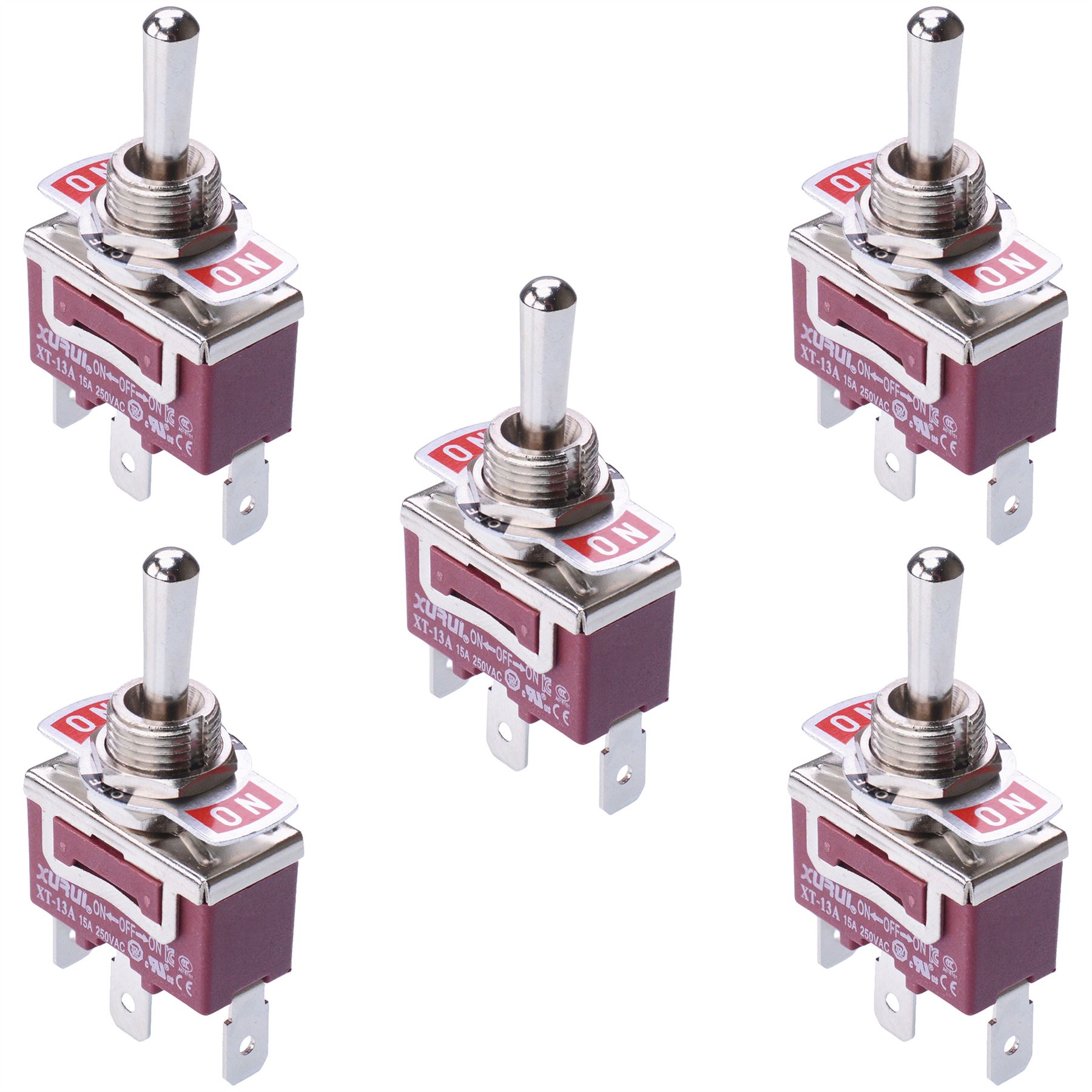 Standard 12mm Toggle Flick Switch 15A 250VAC - SPST SPDT DPST DPDT - Picture 10 of 50