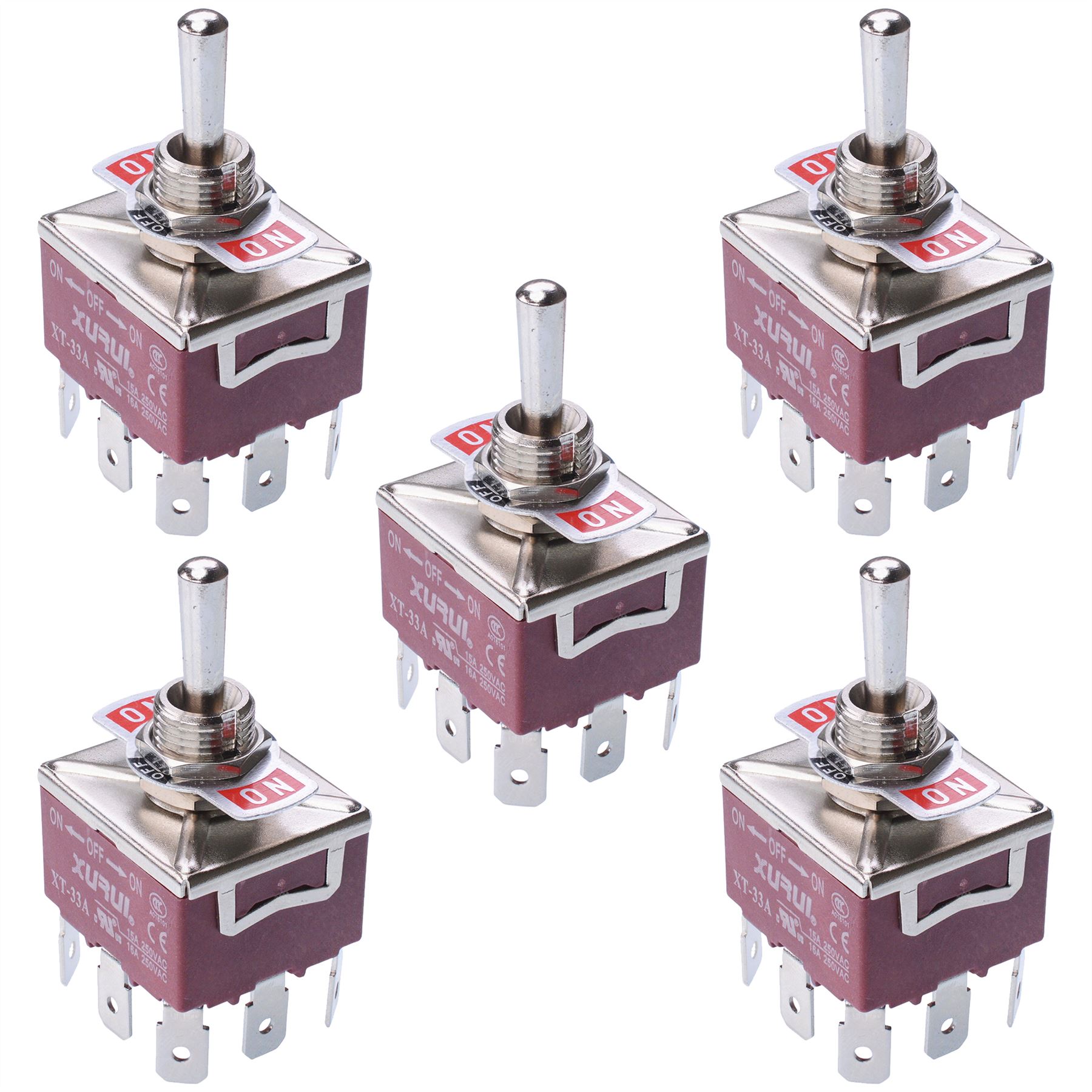 Standard 12mm Toggle Flick Switch 15A 250VAC - SPST SPDT DPST DPDT - Picture 40 of 50