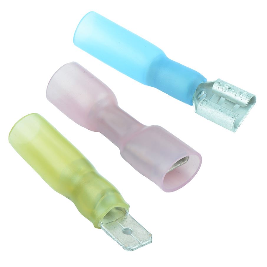 HEAT SHRINK TERMINALS MALE BLADE 6.3MM BLUE SLEEVE x 25