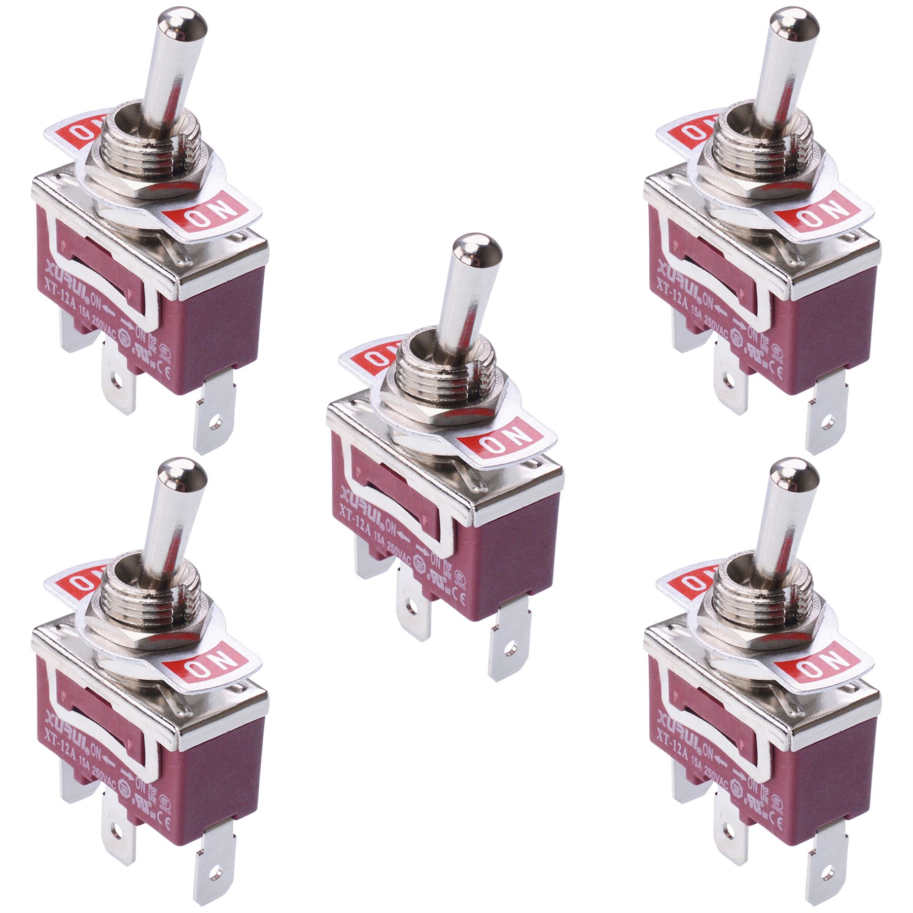 Standard 12mm Toggle Flick Switch 15A 250VAC - SPST SPDT DPST DPDT - Picture 7 of 50