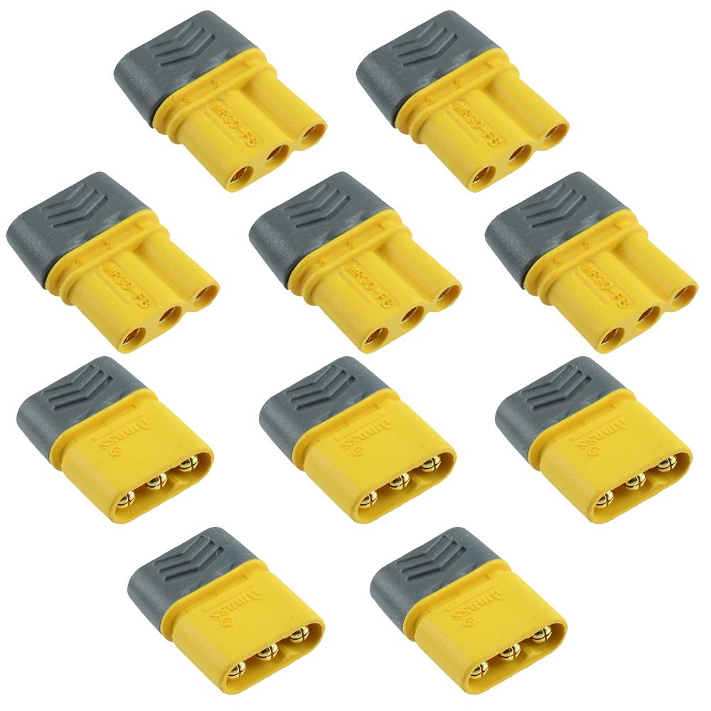 まあさ 5 Pairs Male + Female MR30 3 Pin Gold Plated Connector with Cap
