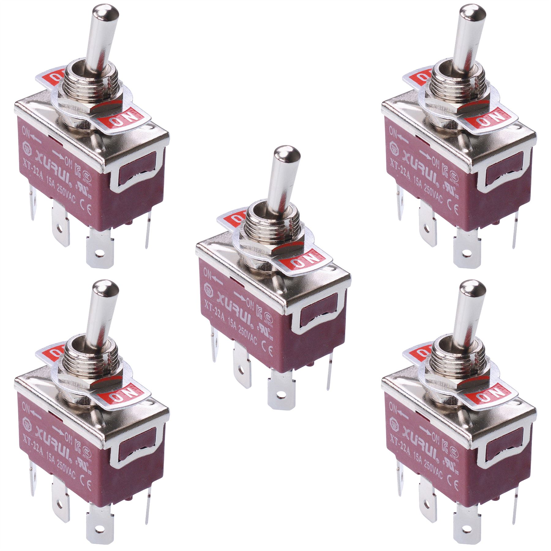 Standard 12mm Toggle Flick Switch 15A 250VAC - SPST SPDT DPST DPDT - Picture 23 of 50