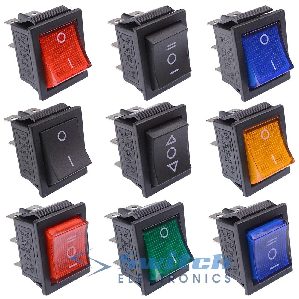 2 Interruttori A Leva Illuminati 12V LED – ON-OFF, Per Auto, Barca, Progetti Elettrici, Nero/Blu