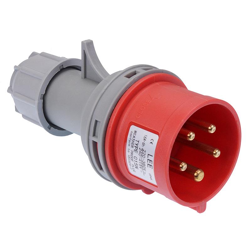 Red 5 Pin 16A / 32A 415V Industrial Connector Plug Socket Male