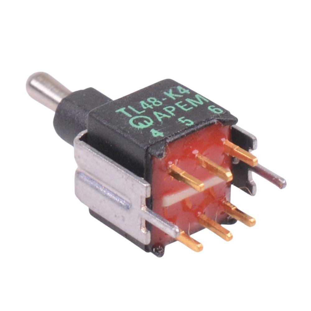 TL48Y0050 APEM On-Off-(On) Momentary Subminiatur PCB Bracket Toggle Switch DPDT