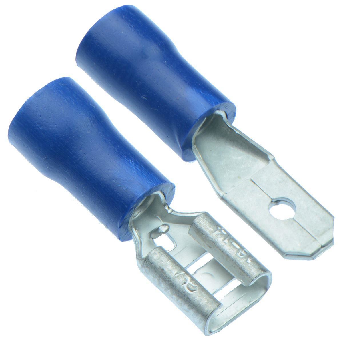 Female Fully Insulated Crimp Spade Connector 10 x PAIRS Blue 4.8mm Male