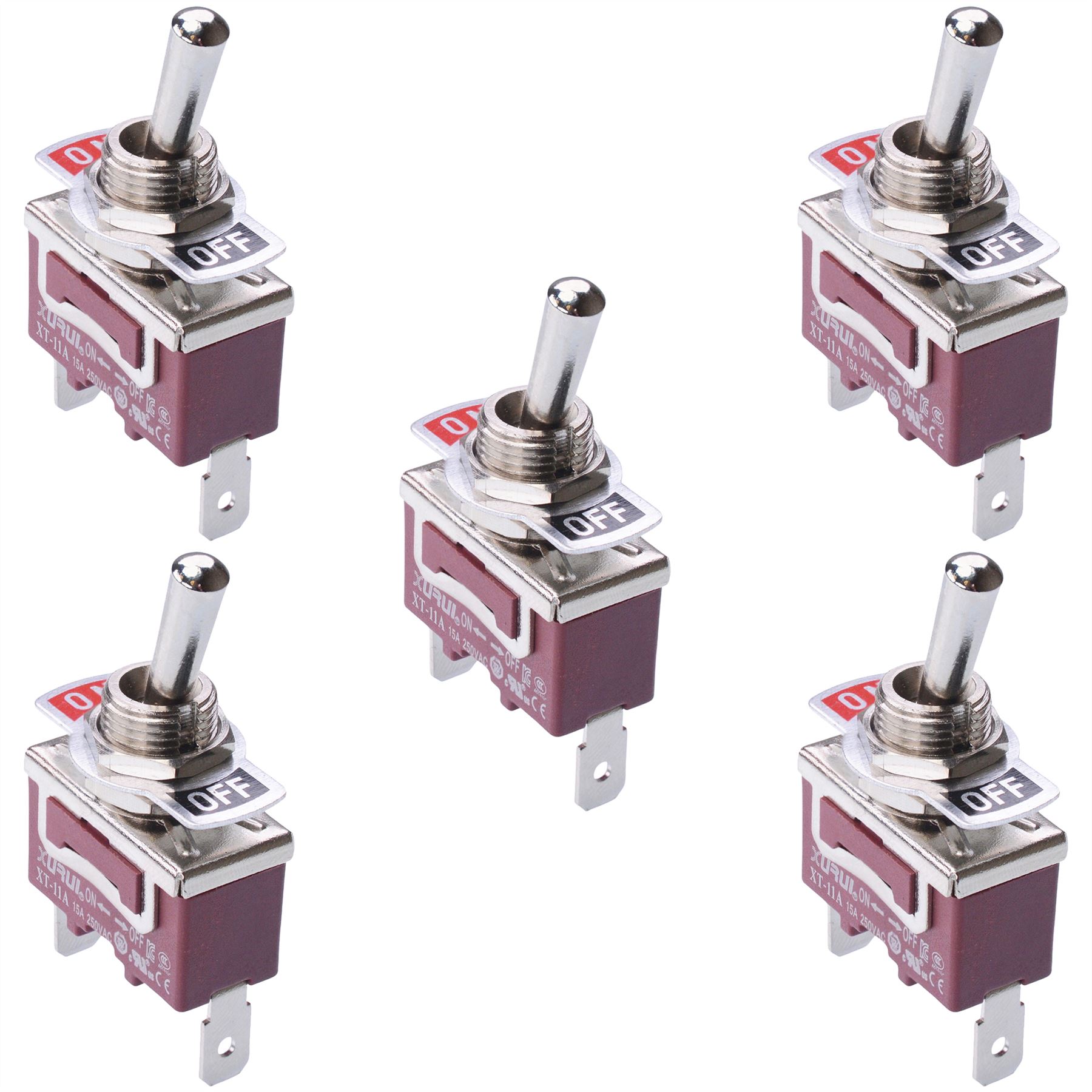 Standard 12mm Toggle Flick Switch 15A 250VAC - SPST SPDT DPST DPDT - Picture 17 of 50