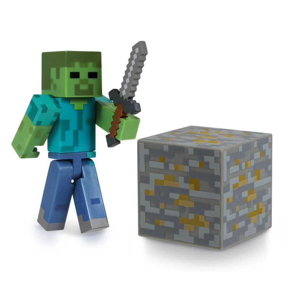 Genuine Minecraft Toy Sets Zombie, Creeper & Survival Packs 3 Inch