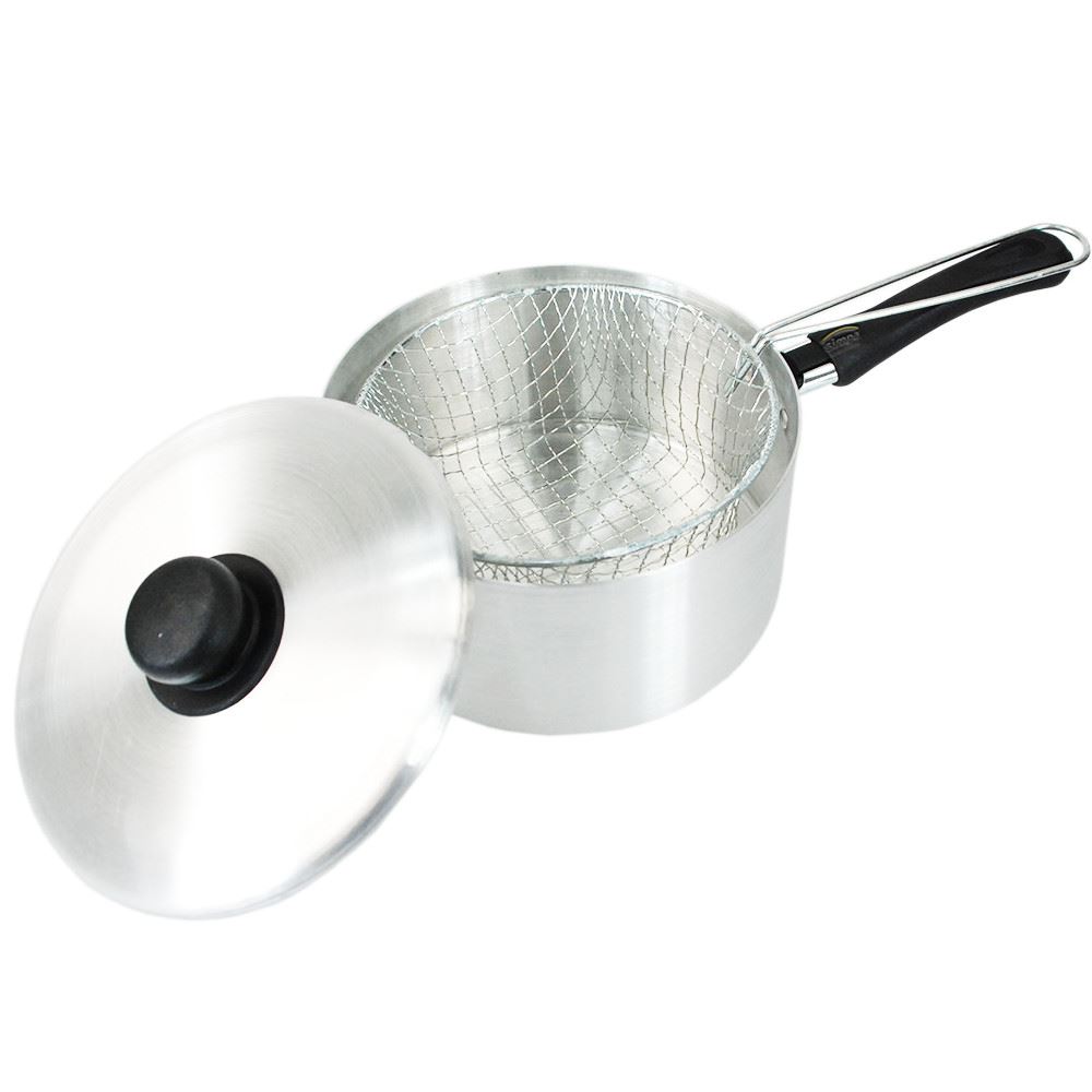 Aluminium 20cm 22cm 25cm CHIP Chips Pan DEEP FRYER Frying LID BASKET