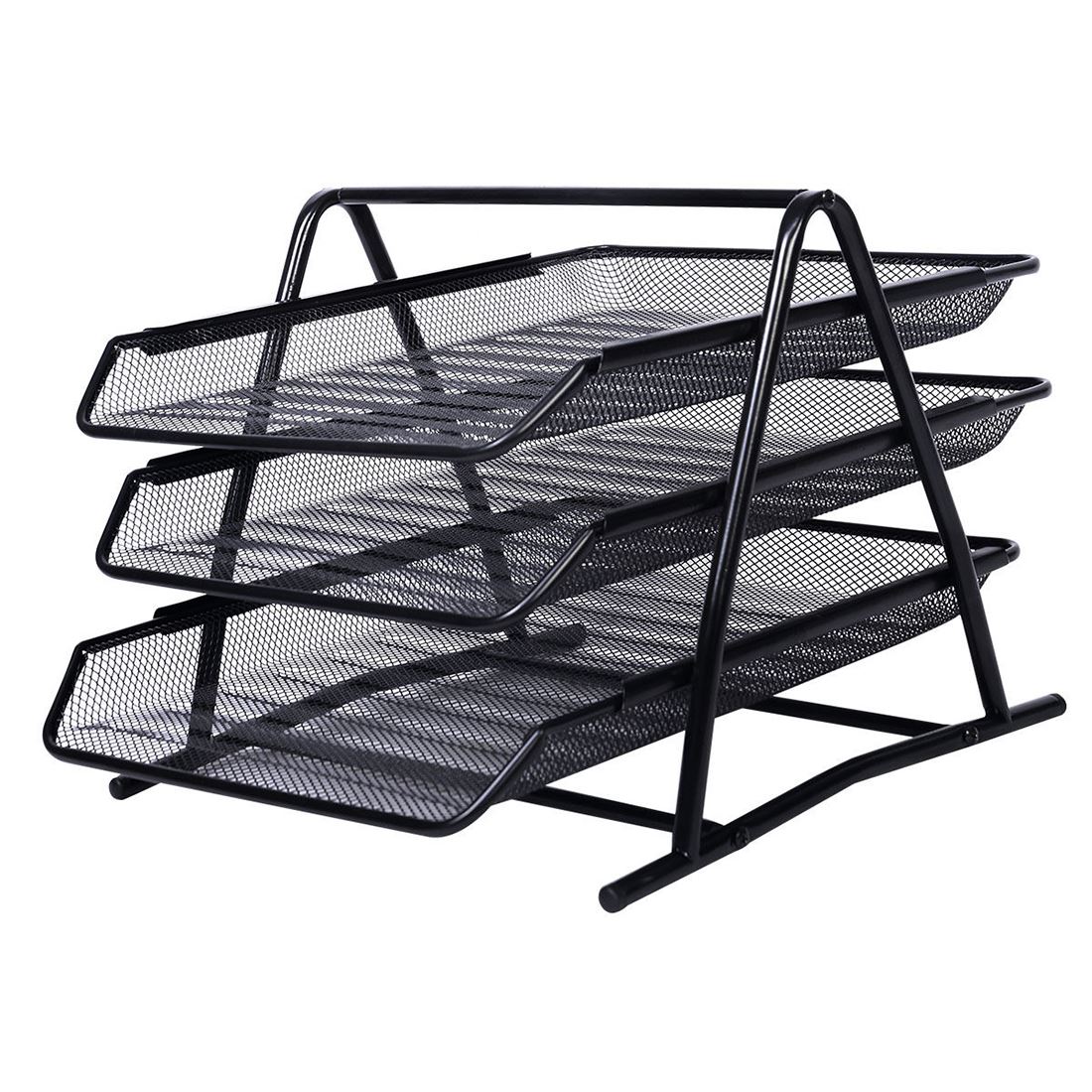 A4 Wire Mesh Filing Tray Black Silver 34 Tier Document Desk Paper
