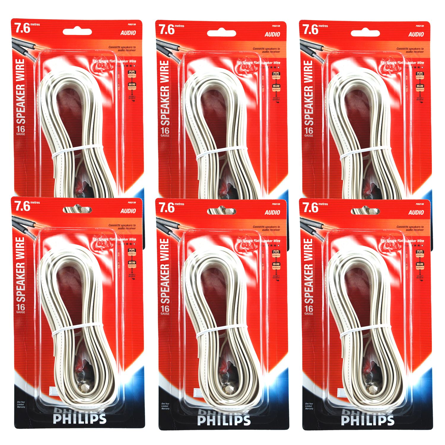 Philips 16 Gauge Flat Audio Speaker Wire PU52138 7.6M / 25FT - Multi Buy Sets - Picture 5 of 6