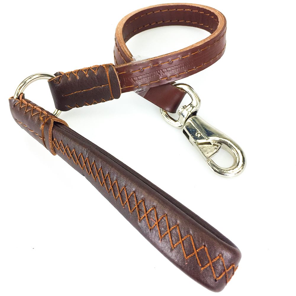 31"Leather Dog Lead Heavy DutyDog Training Leash with Silver Thick