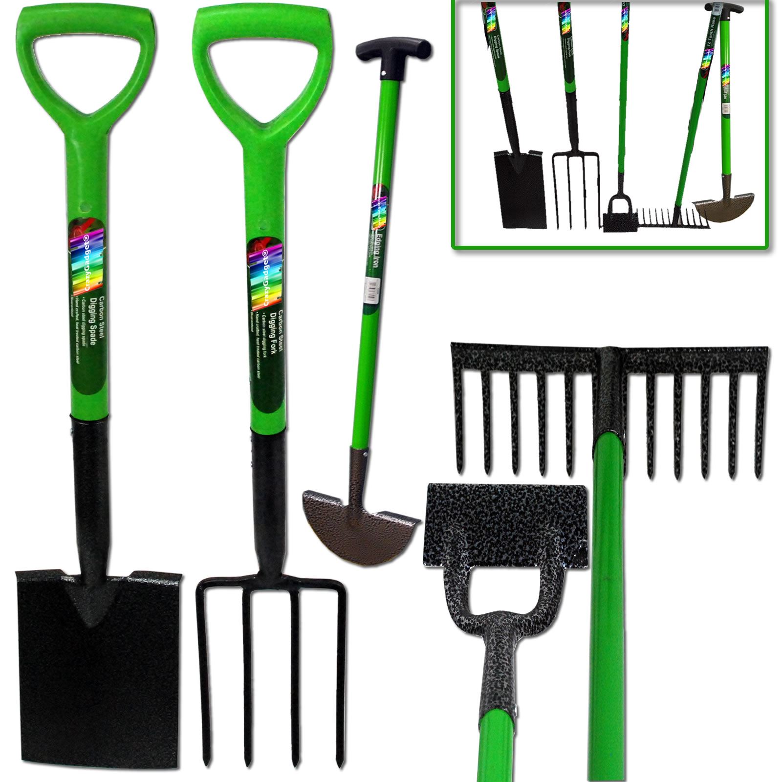 Kingfisher 5pcs Gardening Tool Set Rake Fork Hoe Spade Edge Iron Kit eBay
