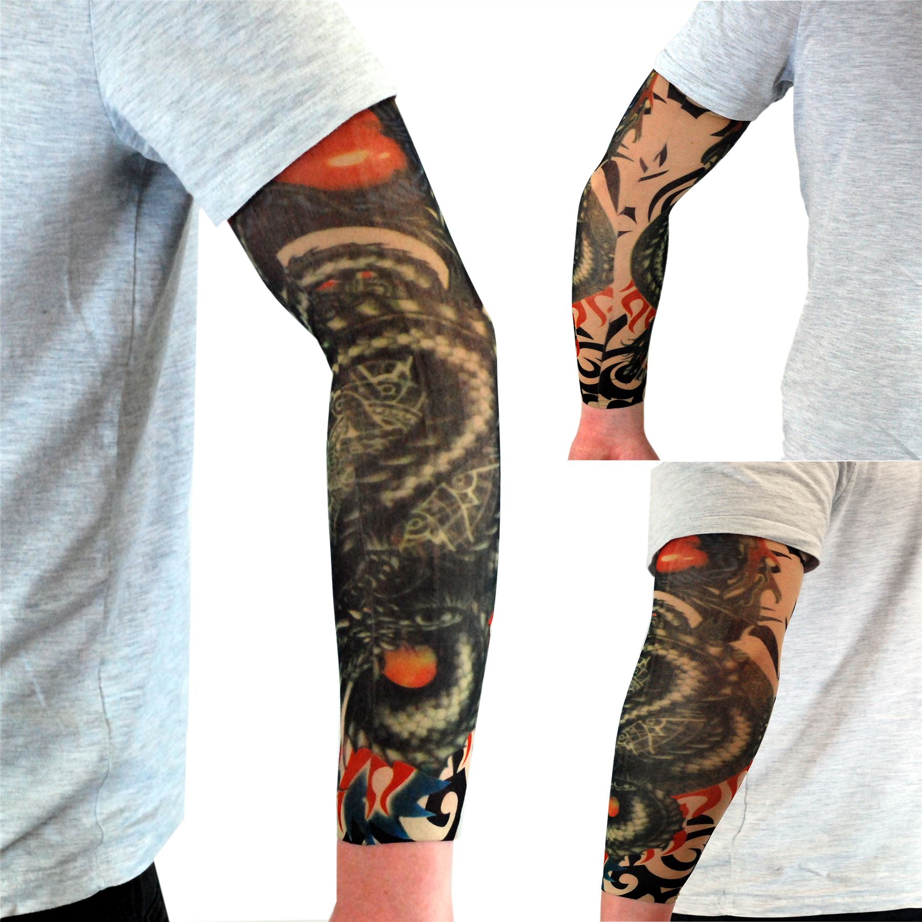 Nylon Tattoo Fancy Dress Colourful Sleeve Party Dress Up Fake Tattoo