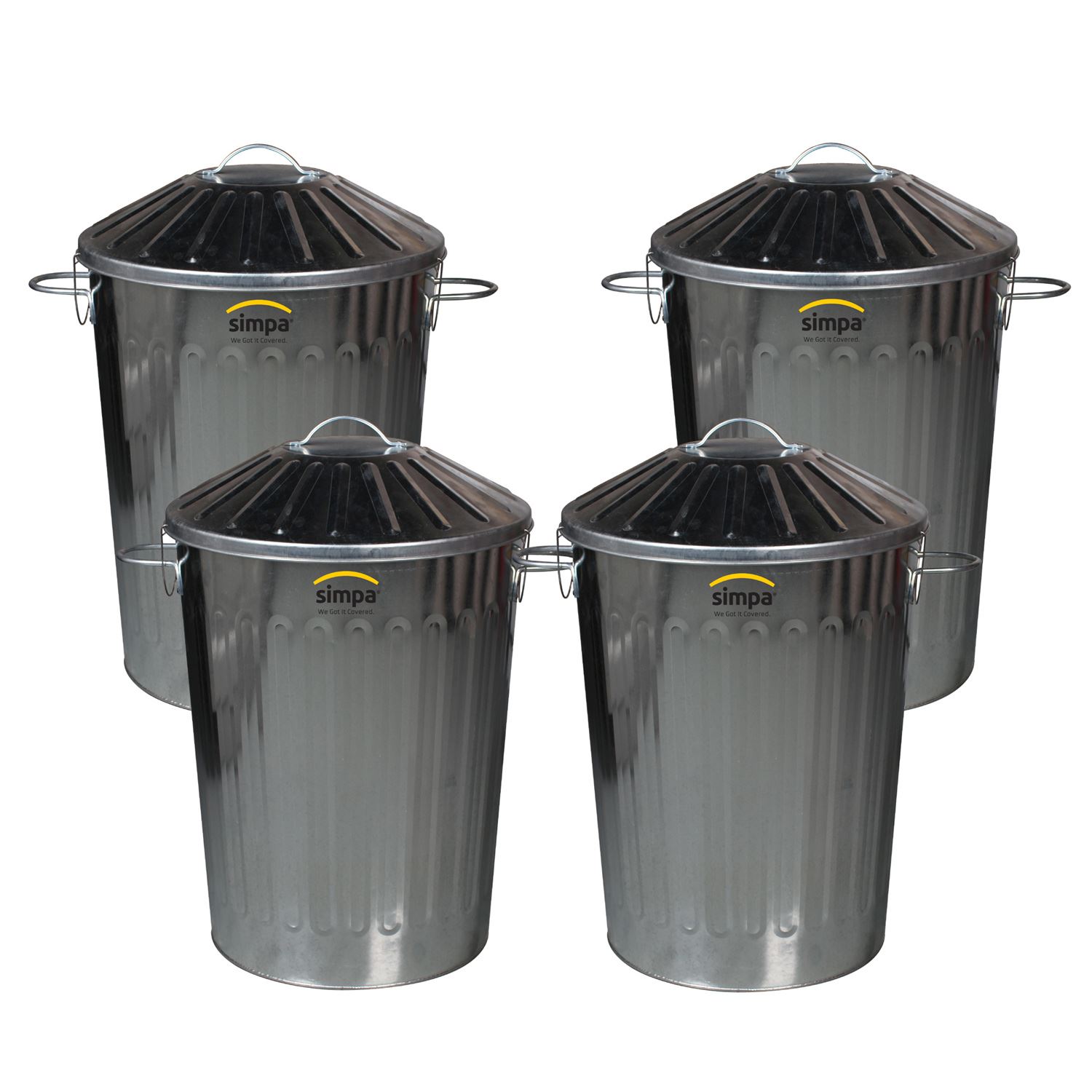 Simpa 60L 60 Litre Galvanised Metal Tapered Dustbin with Special