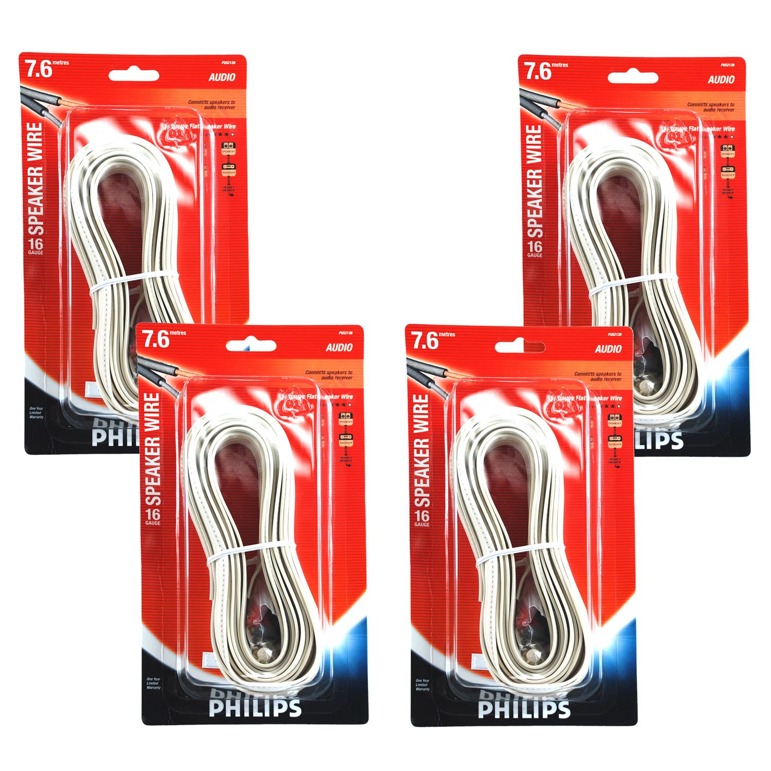 Philips 16 Gauge Flat Audio Speaker Wire PU52138 7.6M / 25FT - Multi Buy Sets - Picture 4 of 6