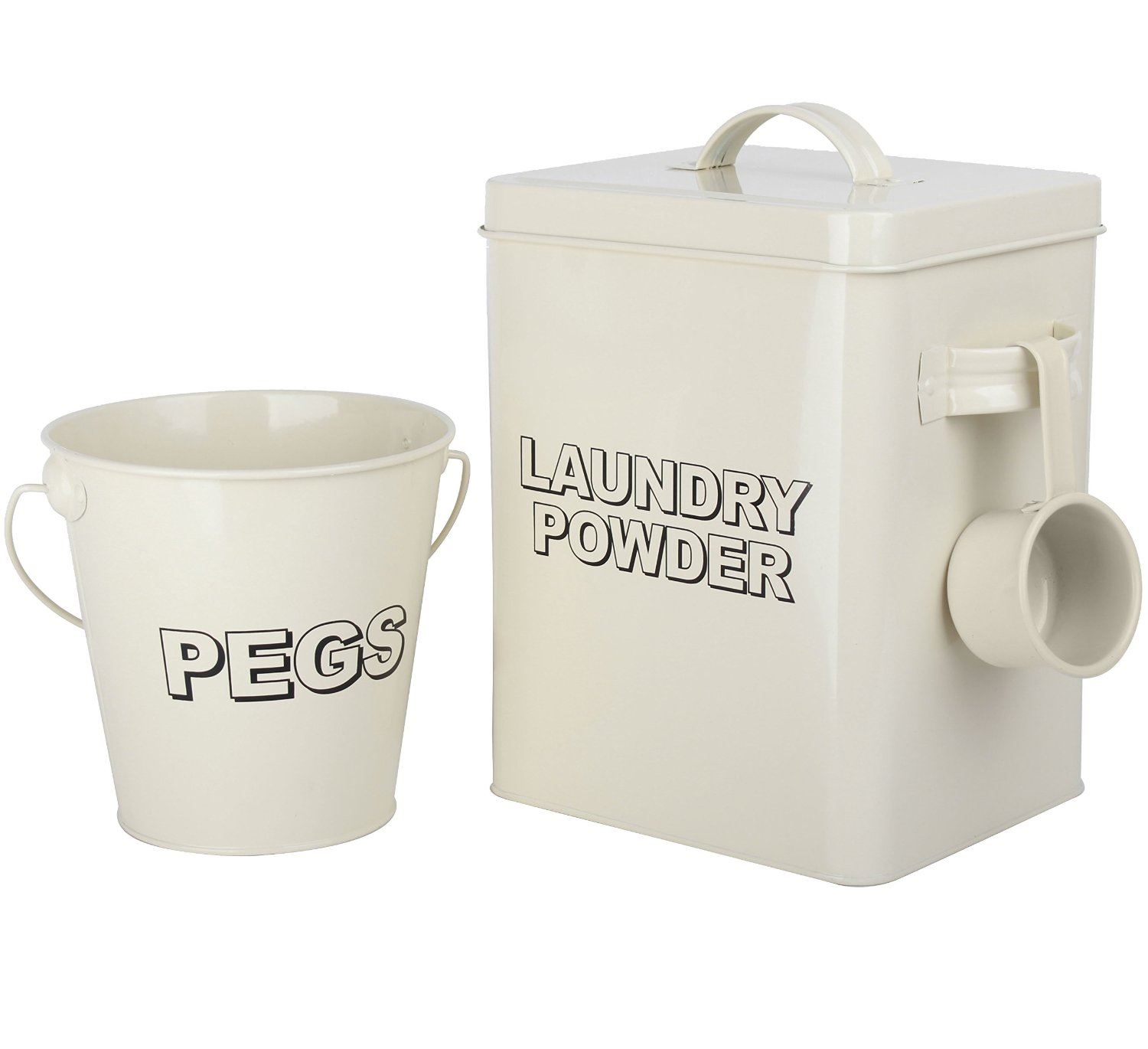Vintage Classic Retro Laundry Washing Powder Storage & Peg Bucket Set