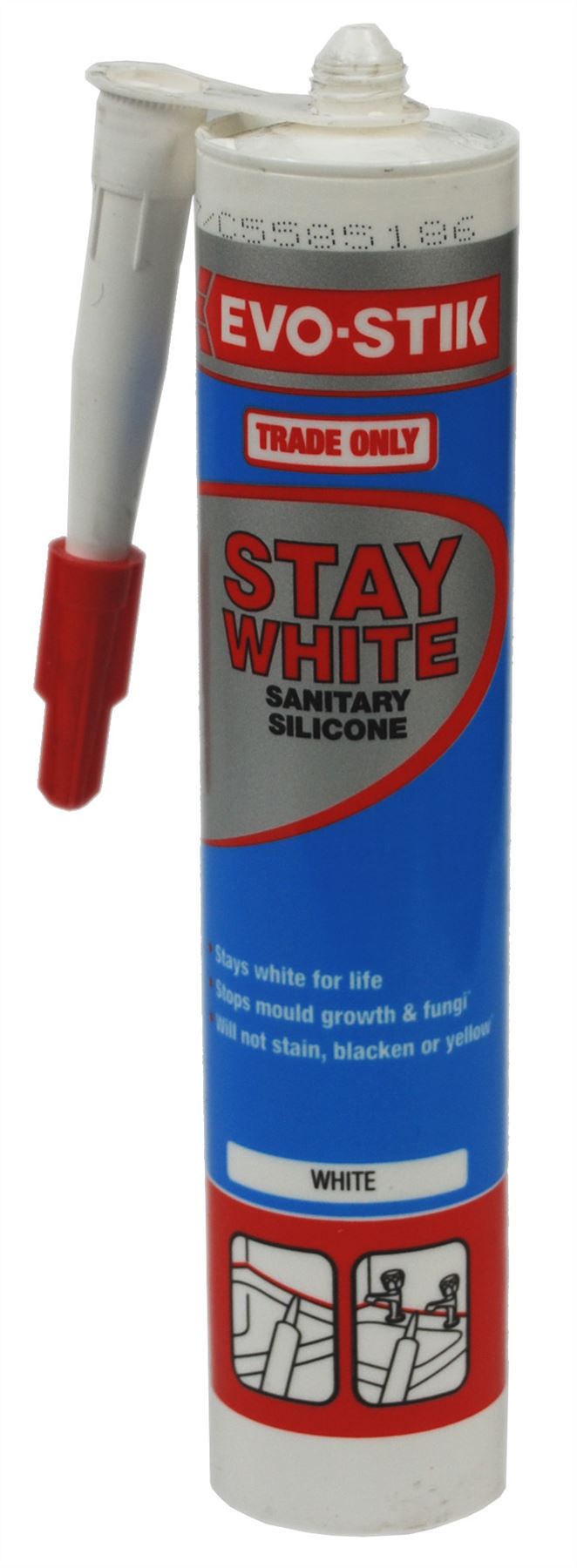 2 x EvoStik Trade Standard Bathroom Stay White Sanitary Silicone