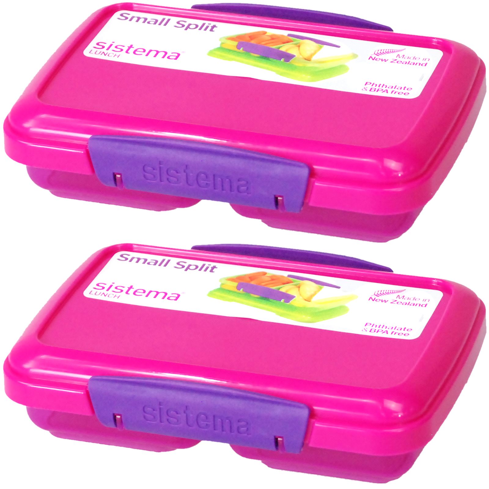 Sistema 350ml Small Split Food Storage Containers BPA FREE Blue OR Pink
