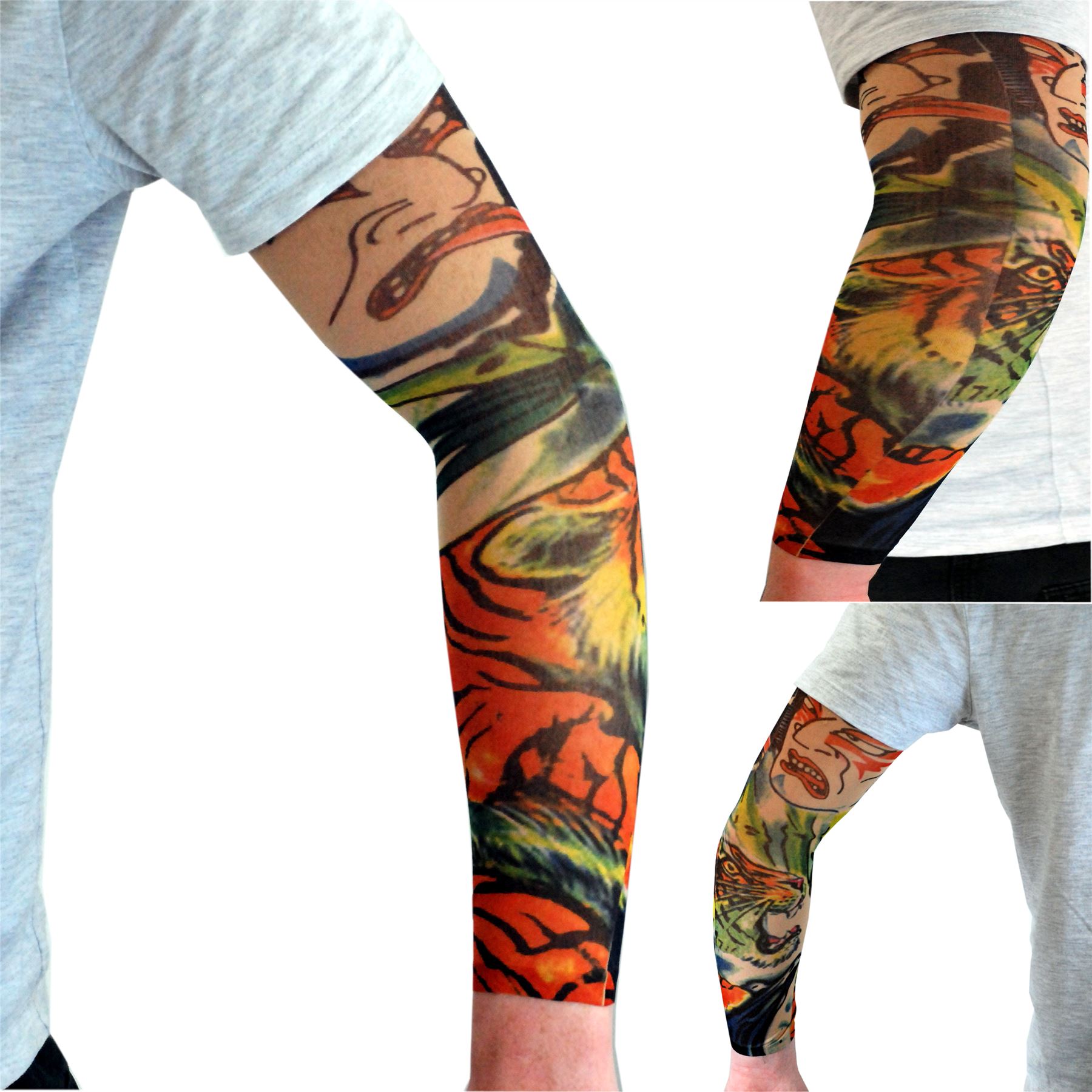 Nylon Tattoo Fancy Dress Colourful Sleeve Party Dress Up Fake Tattoo
