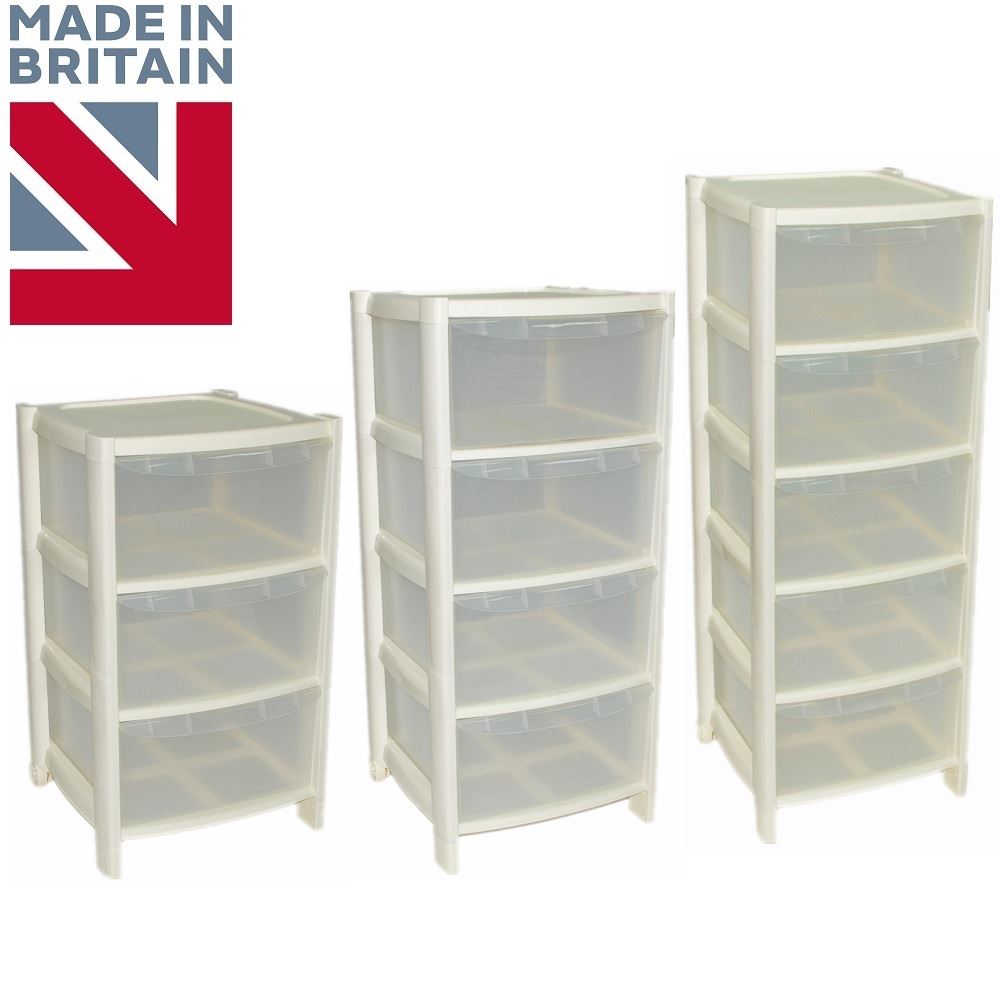 Cream Drawer Plastic Tower Storage Drawers Chest Unit With Wheels