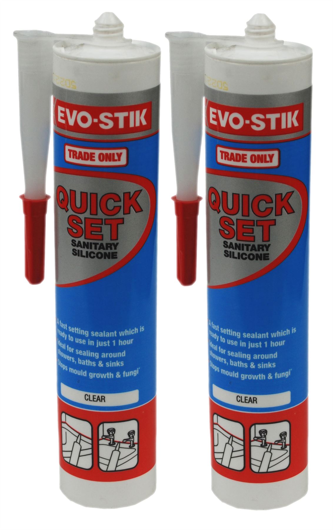 EvoStik 1 Hour Quick Set Clear Bathroom Sanitary Silicone Sealant