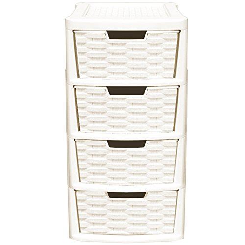 Crazygadget Rattan Style Plastic 4 Drawer Tower Storage Unit