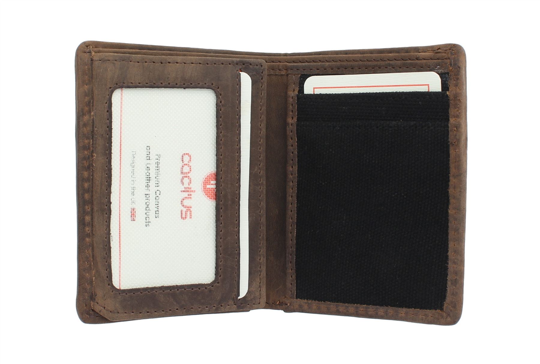 Mala CACTUS Collection Portafoglio Compatto In Pelle Con Protezione RFID – 4 Scomparti, 2 Tasche, Marrone, 8x10 Cm - 2