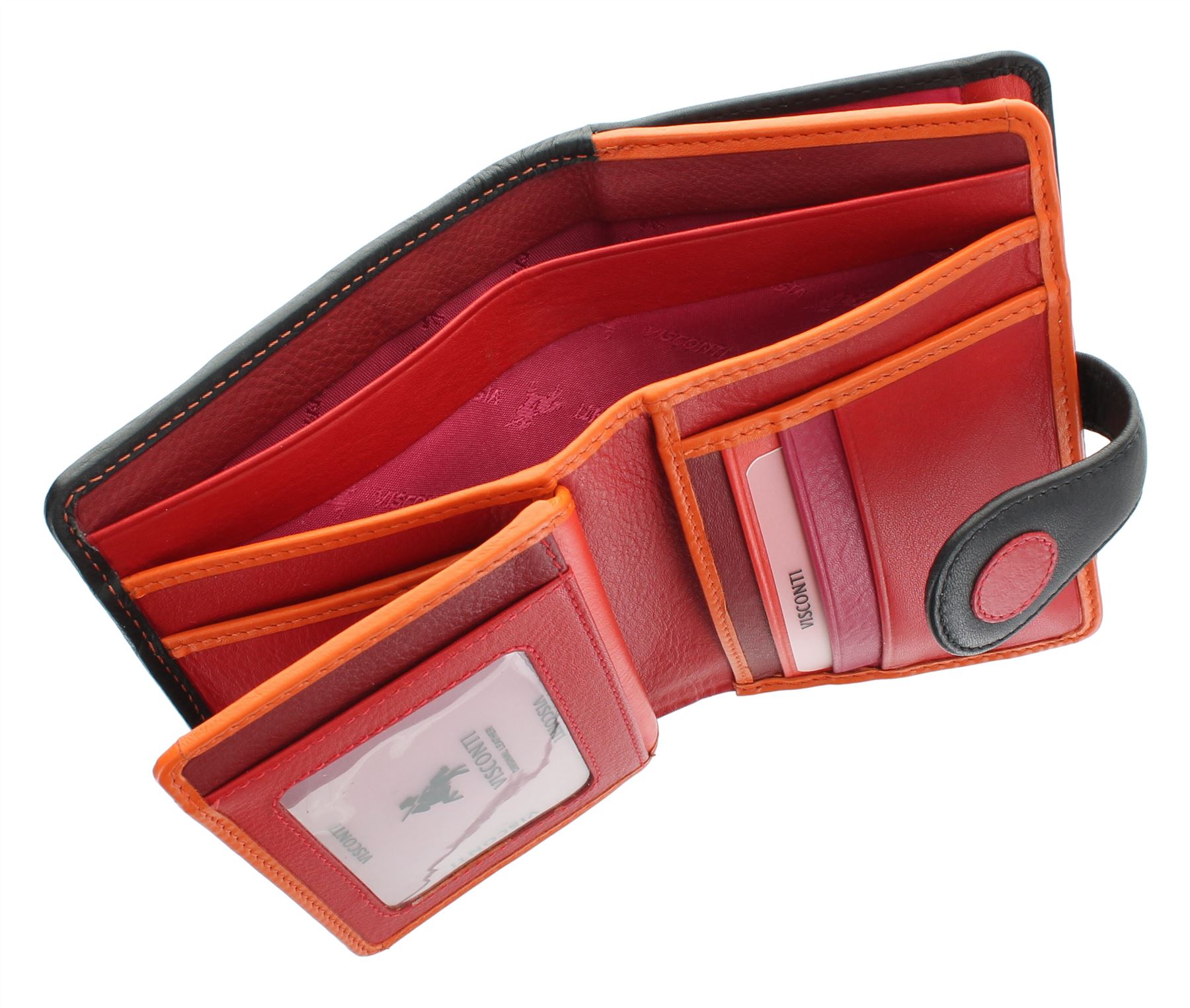 Visconti Saturn Polka Dot Leather Bifold Wallet - Lily Pad Color, 9 Card Slots, Zippered Coin Section - View #14